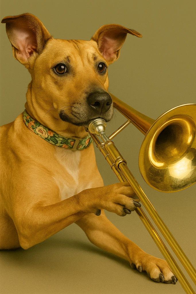 trombone-dog